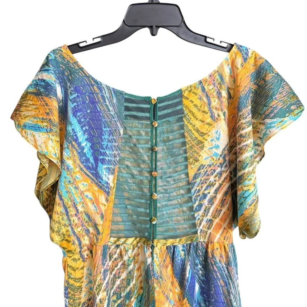 Free People Multicolor Boho Abstract Minidress/Tunic w/ Pockets Size 10